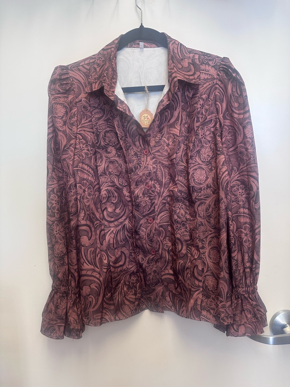 Women's Floral Paisley Button-Front Blouse